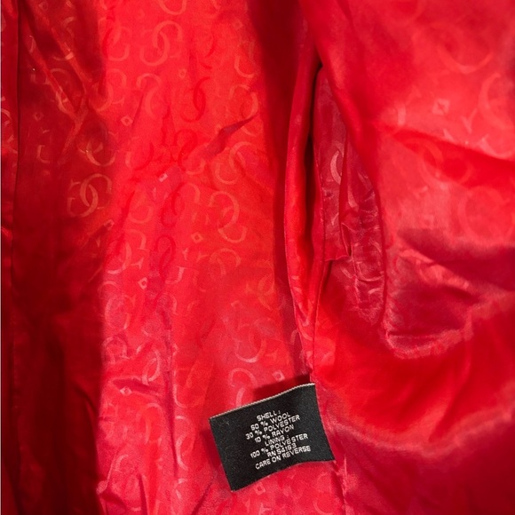 Vintage Y2K GUESS Preppy Pea Coat Women's Cherry Red Wool Jacket - Size Small - Picture 10 of 14